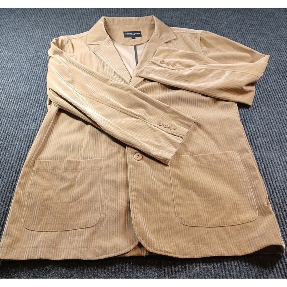 vintage Mondo‎ Uomo Light Brown jacket Sz Large 100%Polyester Machine Washable